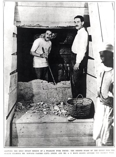 The Second Stage of the Entry into the Sealed Chamber Showing the Only Intact Shrine of a Pharaoh Ever Found, from The Illustrated London News, 10th March 1923 by English Photographer